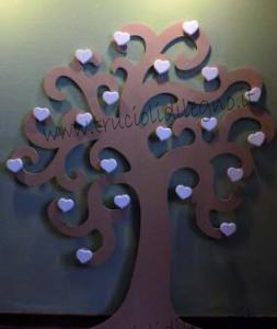 Tabeau mariage albero cuori bianchi