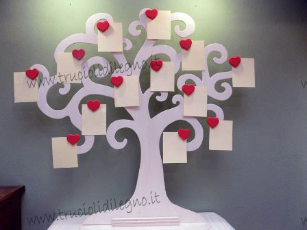 Tabeau mariage albero cuori rossi