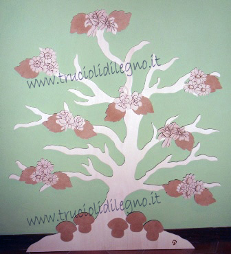 Tabeau mariage albero fiori pirografato 1